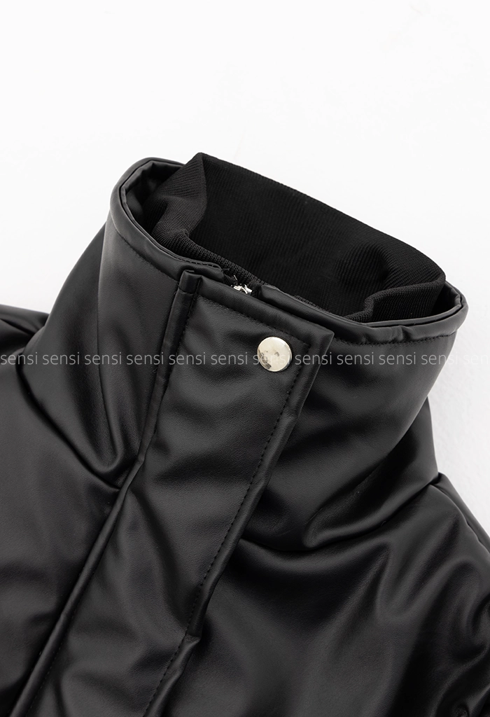 کاپشن چرم کوتاه پشم شیشه کد1005179